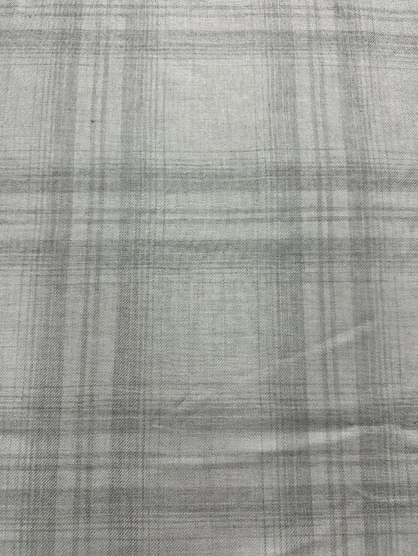 Light Gray Plaid Single Sided Flannel Shirting Fabric