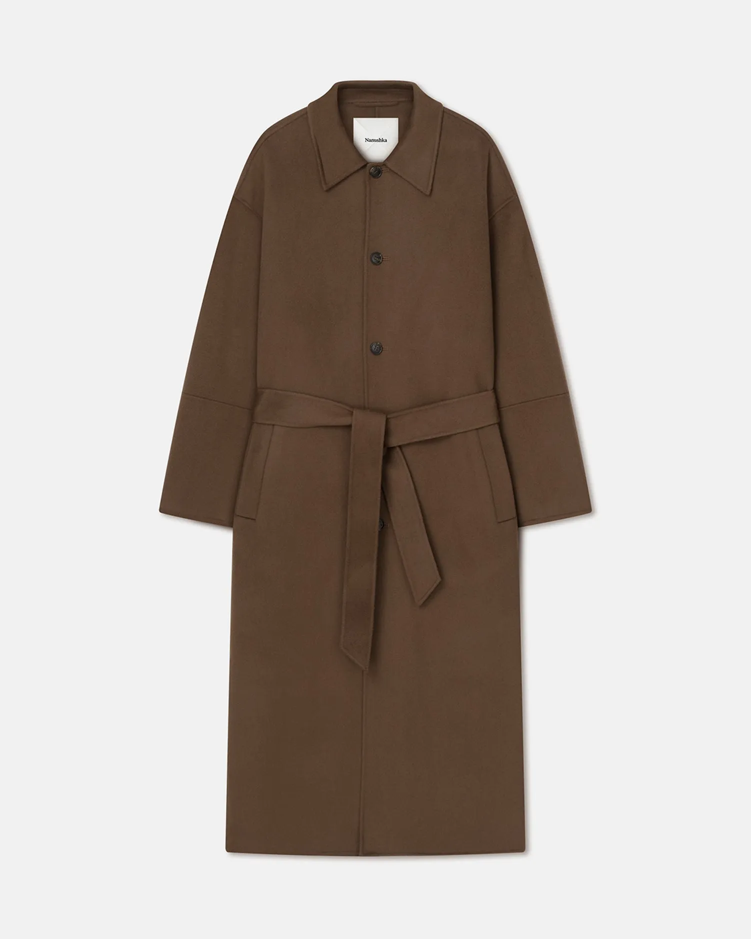 Lucian - Double Wool And Silk-Blend Coat - Chocolate Chip