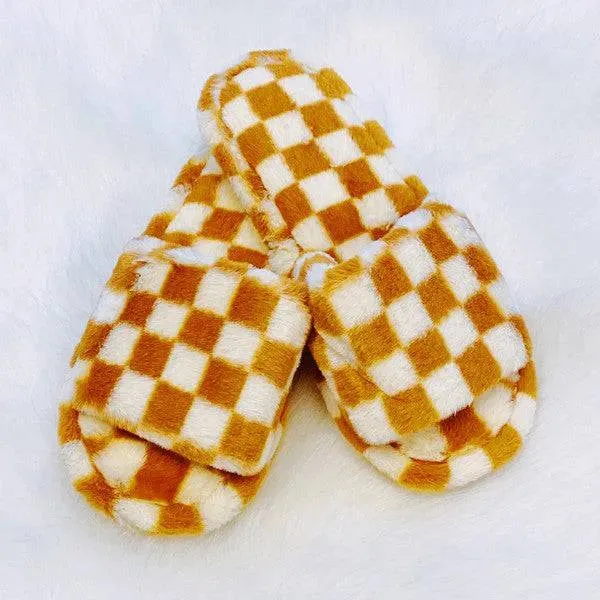 Luxe Lounge Checker Cozy Slippers Stylish