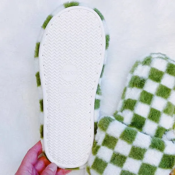 Luxe Lounge Checker Cozy Slippers Stylish