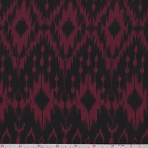 Maroon/Black Diamond Ikat Challis Fabric