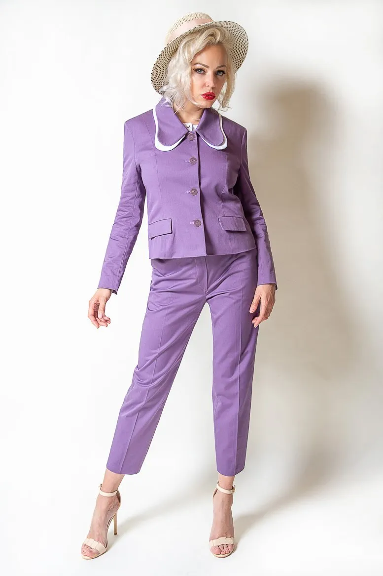 Mauve Cotton Jacket with secondary collar