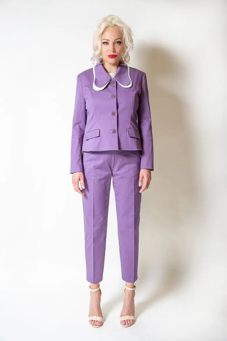 Mauve Cotton Jacket with secondary collar