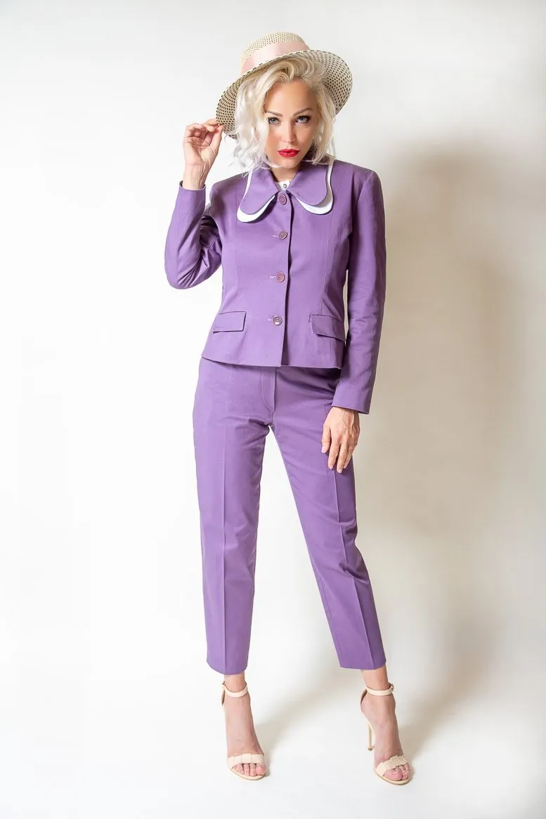 Mauve Cotton Jacket with secondary collar