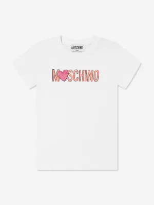 Moschino Baby Girls Heart Logo T-Shirt in White