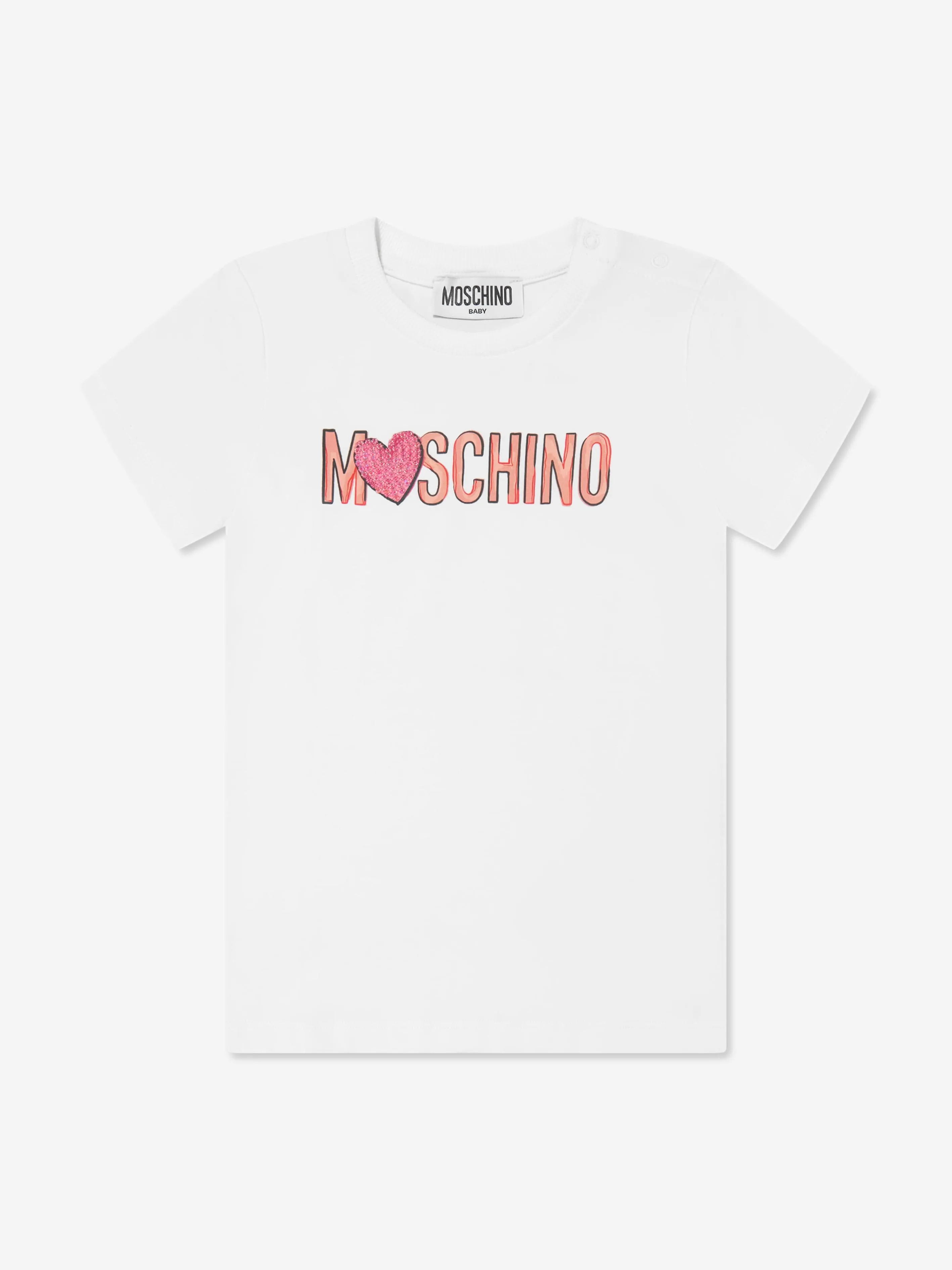 Moschino Baby Girls Heart Logo T-Shirt in White