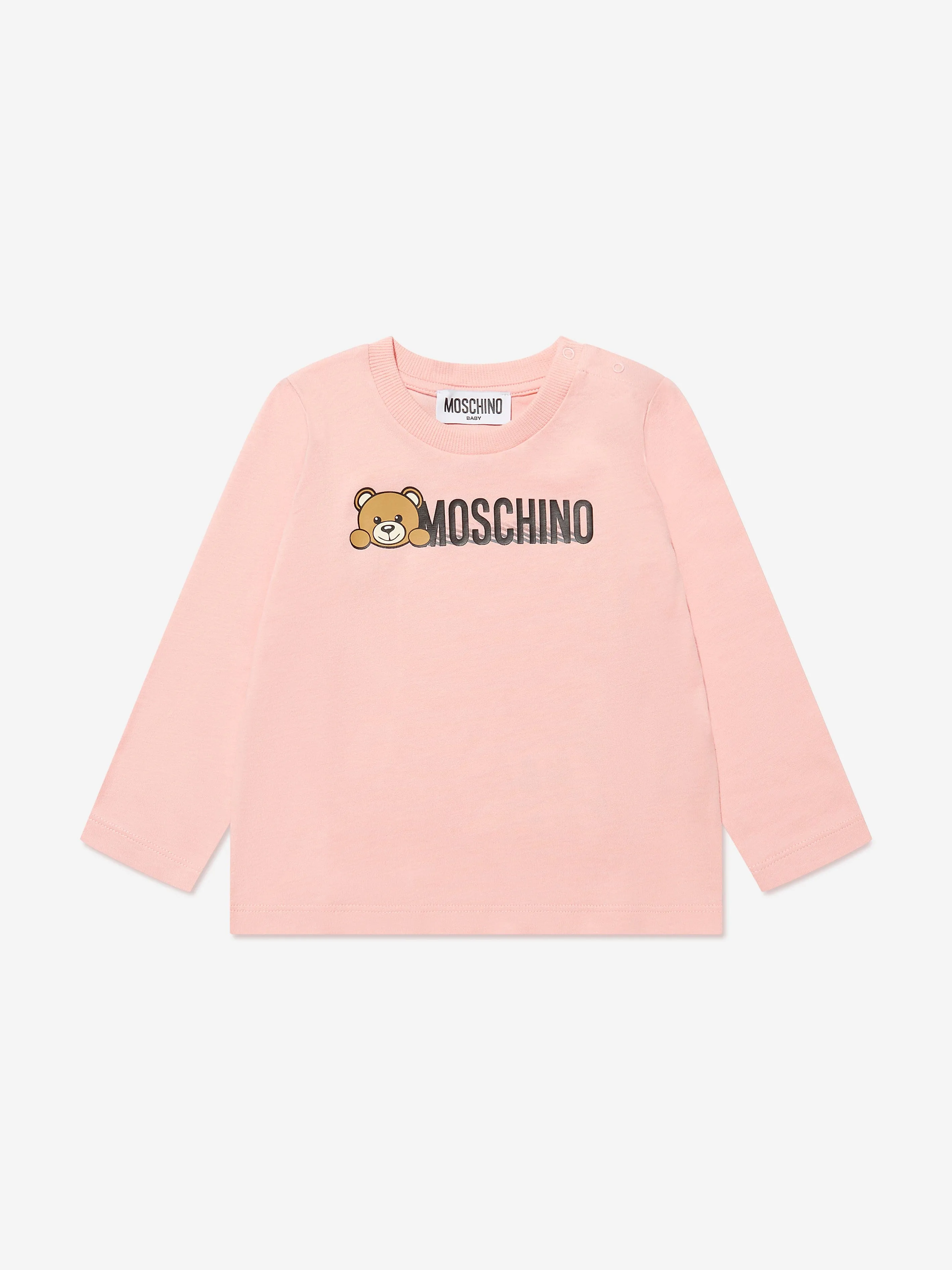 Moschino Baby Girls Long Sleeve Logo T-Shirt in Pink