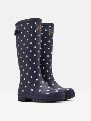 Navy polka dot welly boots