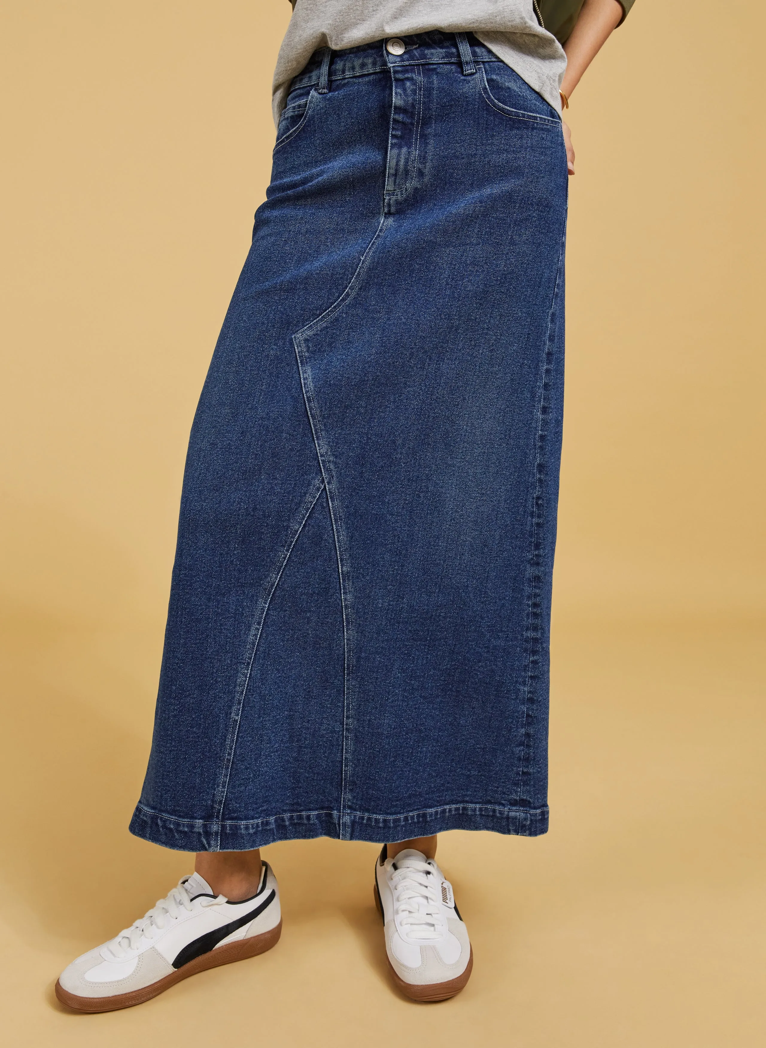 Nia Organic Stretch Denim Long Skirt