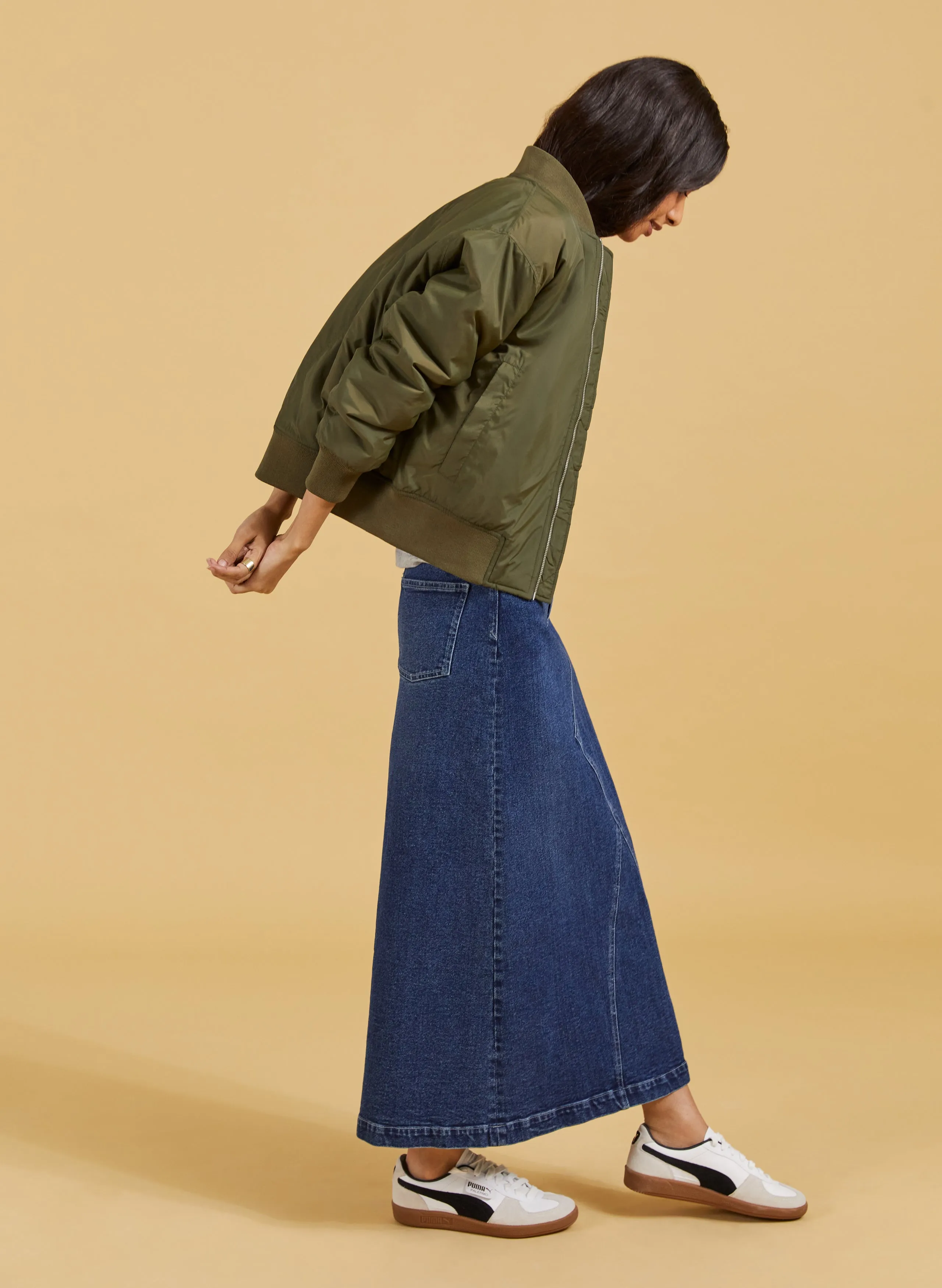 Nia Organic Stretch Denim Long Skirt