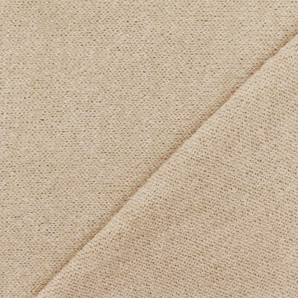 Oatmeal Beige-White Texture Stretch Poly Jersey Knit Fabric