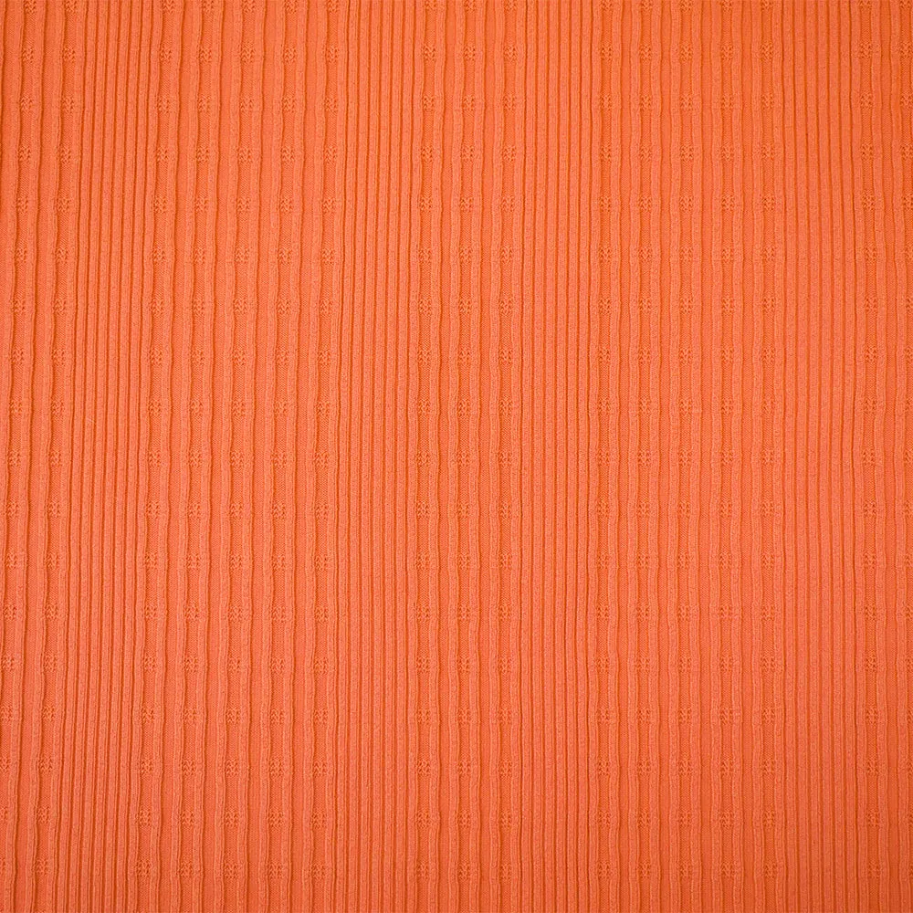 Orange Nylon Stretch Spandex Multi Rib Knit Fabric