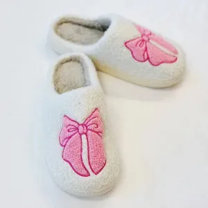 Pink Lounge Bow Slippers - Cozy & Stylish