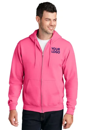 Port & Company Core Fleece Customized Zip Hoodies, Neon Pink