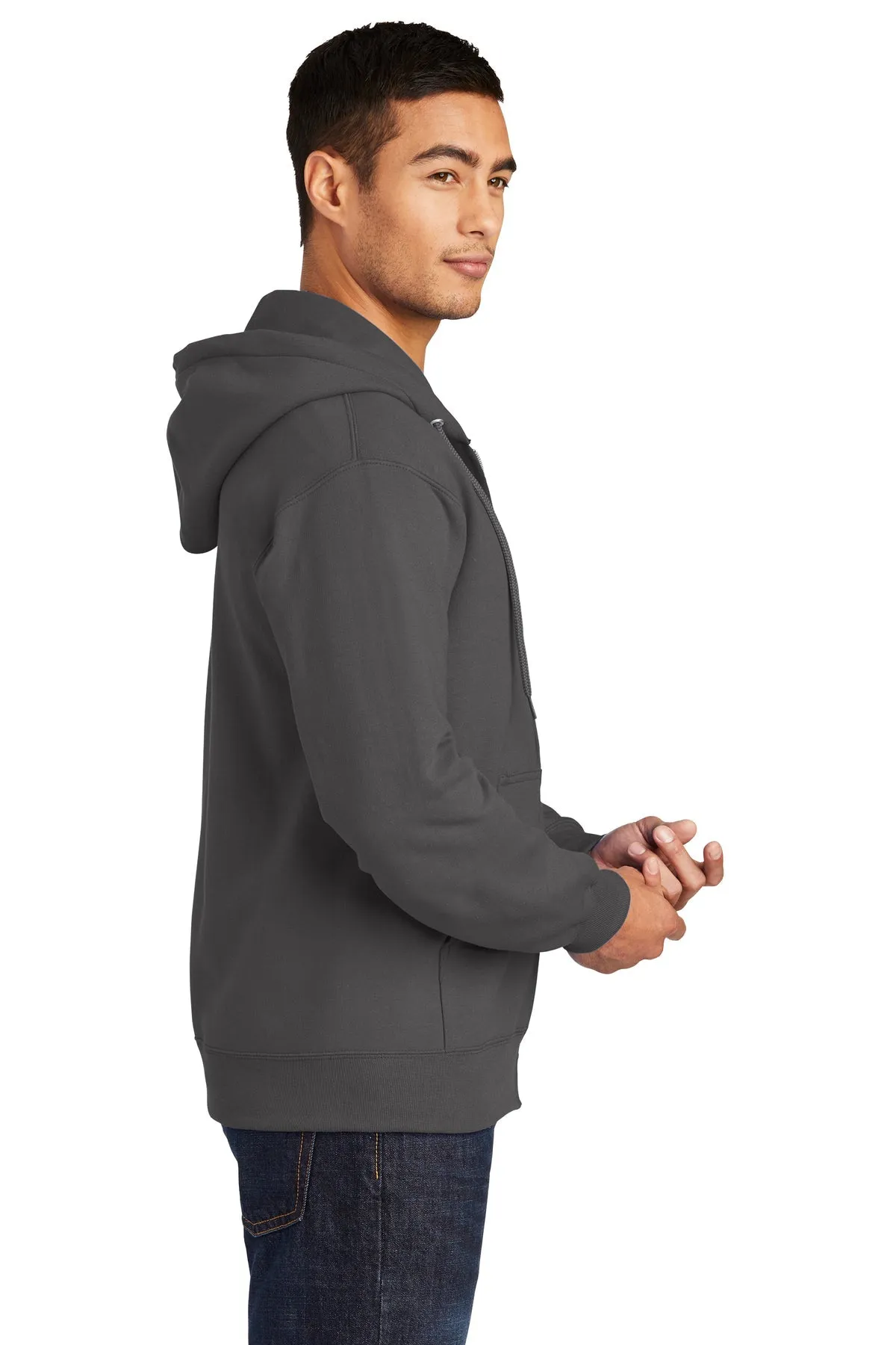 Port & Company Essential Fleece Custom Zip Hoodies, Charcoal