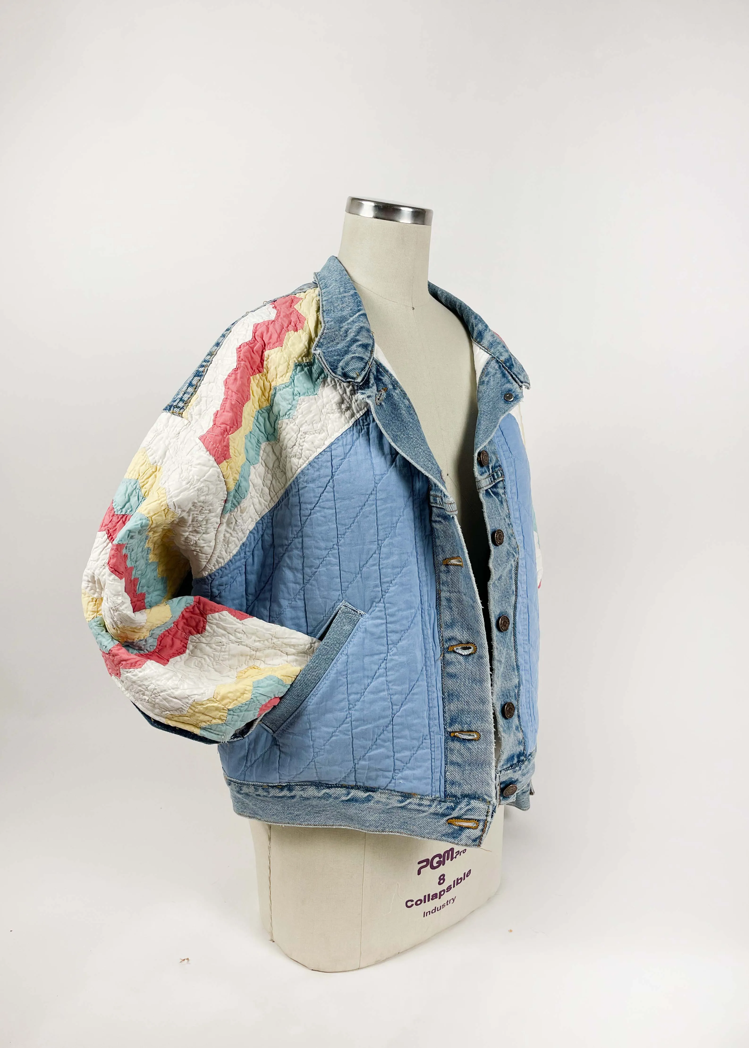 Rainbow Quilted Patchwork Denim Jacket