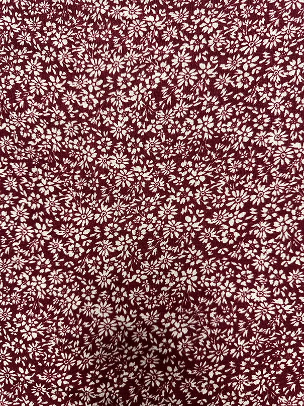 Red & Off White Floral Print High Crepe Fabric