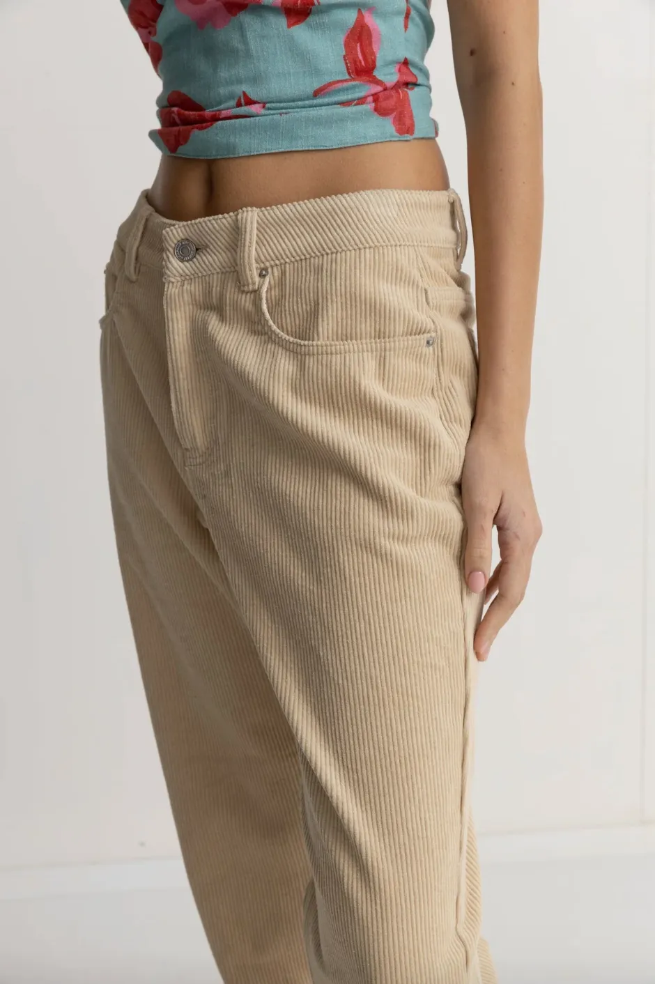 Rhythm Womens Chloe Low Rise Pant - Cream