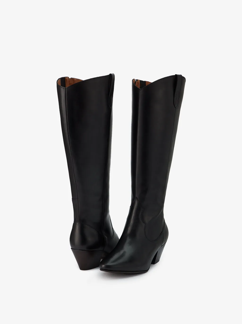 Saffron Knee High Boots in Black Leather