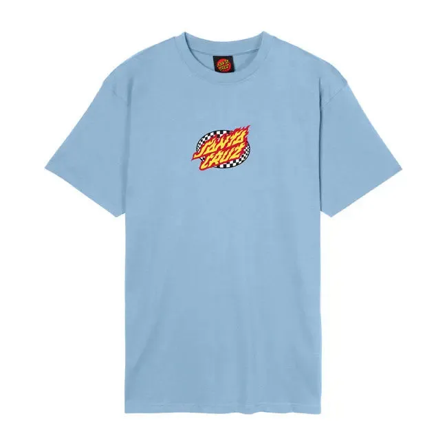 Santa Cruz Oval Check Flame Front T-Shirt Crystal Blue