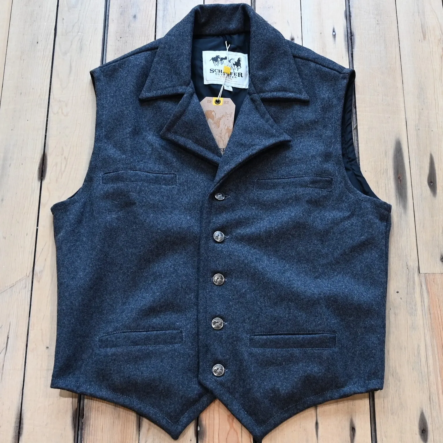 Schaefer Cattle Baron Wool Vest in Charcoal