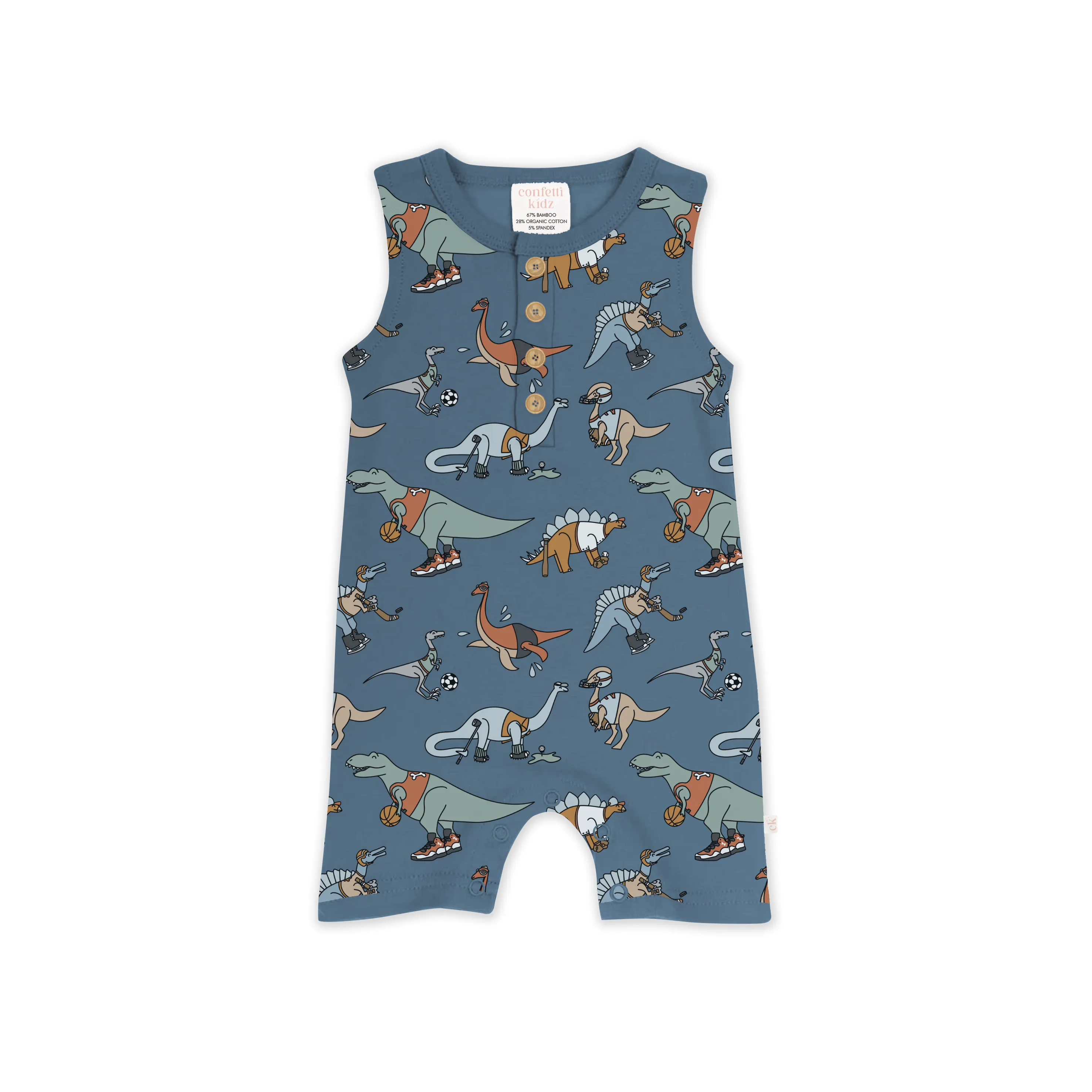 Sleeveless Romper - Sporty Dinos