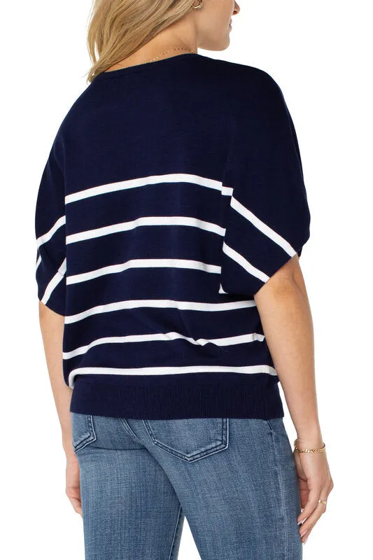 Stripe Dolman V-Neck Sweater