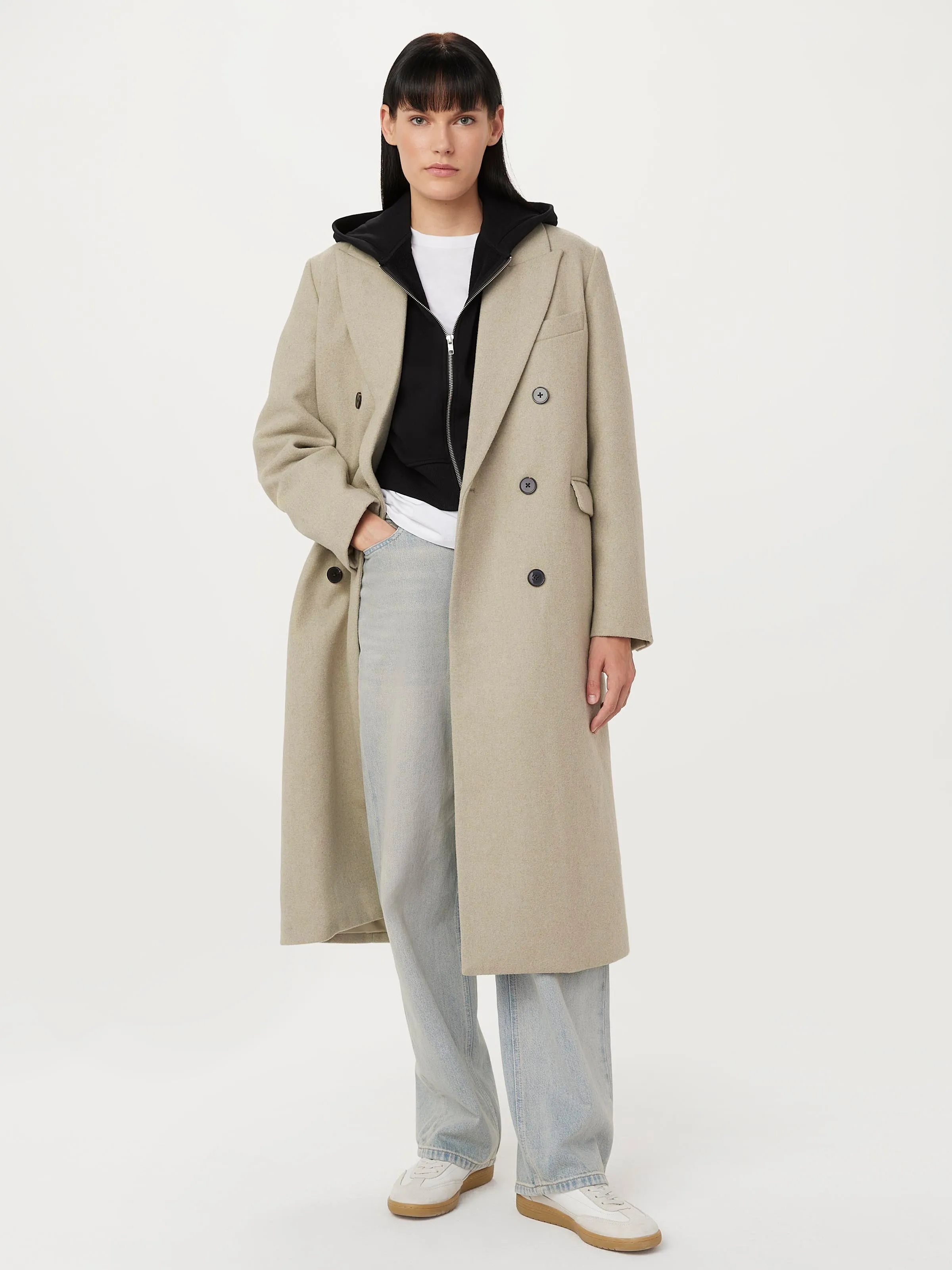 The Frances Recycled Wool Topcoat in Light Greige