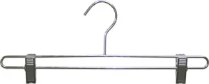 The Great American Hanger Company Chrome Bottom Hanger w/Adjustable Cushion Clips, Box of 100, 14 Inch Strong Metal Pants Hangers for Slacks or Skirts