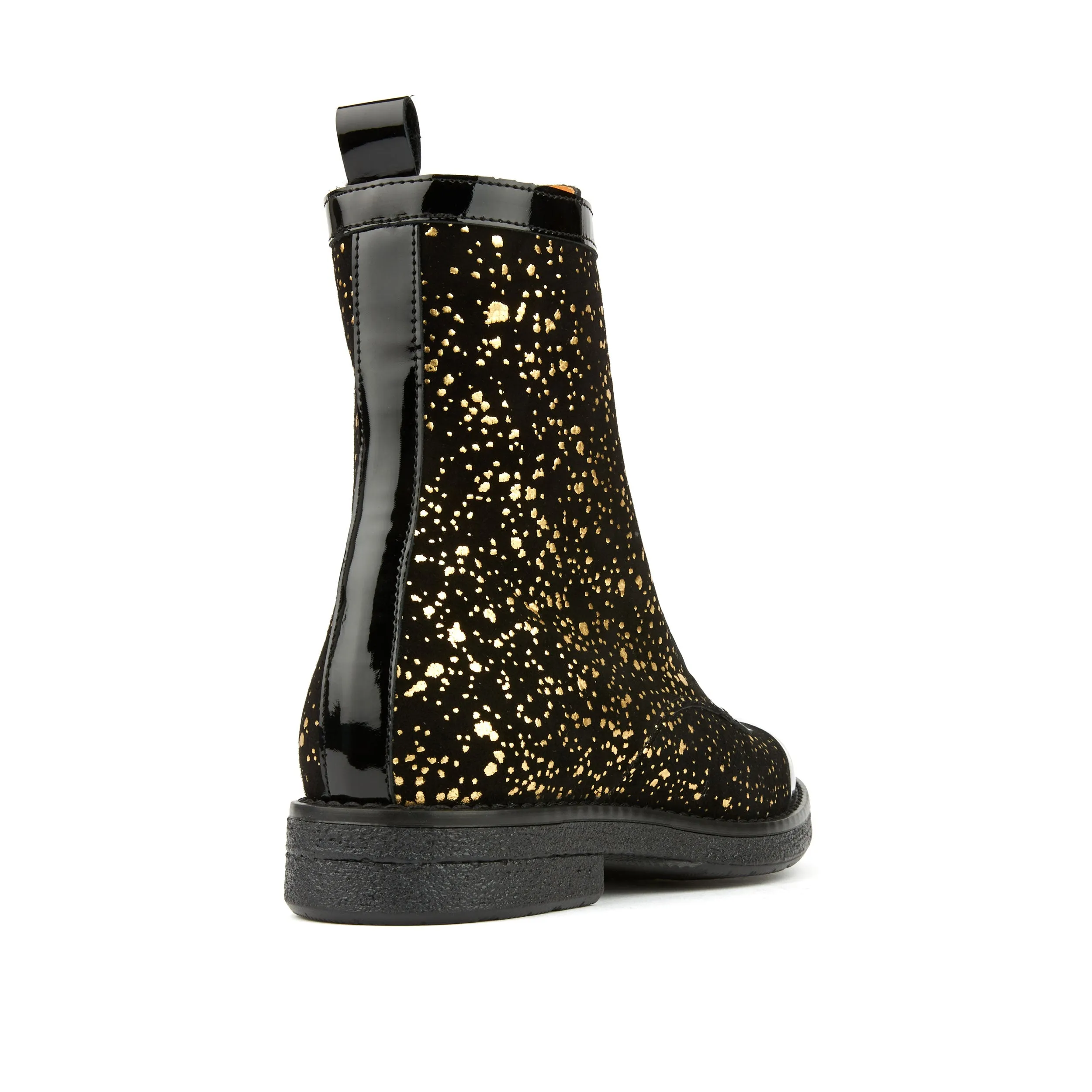 Traveller - Black Gold - Women's leather higher ankle boot in gold and black