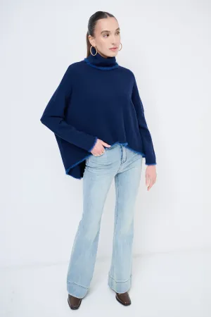 Turtleneck sweater with raw edge details wholesale