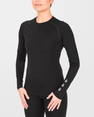 W Merino Blend Base Layer Top - Black