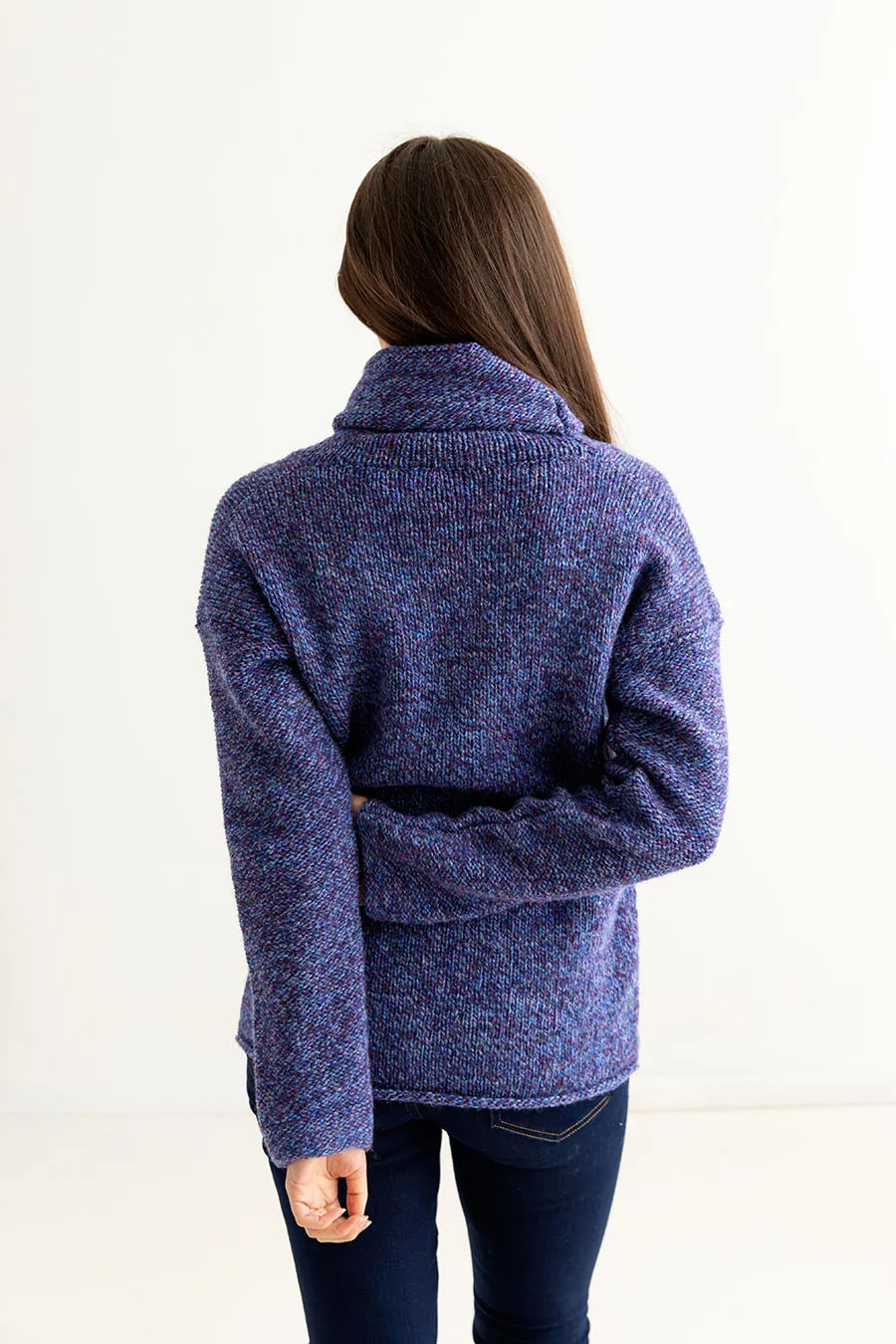 Womens Chunky Cowl neck jumper - Purple